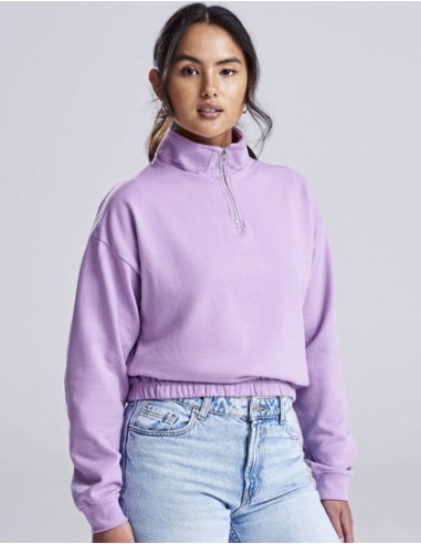 AWD-JH037-Womens Cropped 1/4 Zip Sweat